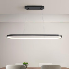 minifair Oval Pendant Light Dimmable LED Hanging Lights Ring Chandelier Modern Table Chandeliers with Remote Control Adjustable Height for Living