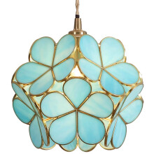 Bieye L30747 Petals Tiffany Style Stained Glass Ceiling Pendant Light with 15-inch Wide Lampshade