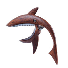 (Wooden Color) Gitaarcapo met veerklem in haaienvorm, zinklegering, compatibel met akoestische, elektrische, klassieke gitaren en ukeleles