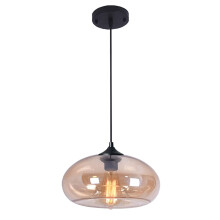 S-Cevada Industrial Vintage Colorful Glass Pendant Light Retro Loft Bar E27 Ceiling Hanging Lamp Kitchen Dining Room Bedroom Chandelier 28cm (Amber)