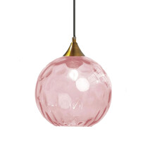 ZTTECH 200mm Pink Glass Pendant Light Vintage Hanging Lamp with Bronze Gold Holder E27 Glass Lamp Indoor Lighting for Kitchen Island Dining Table