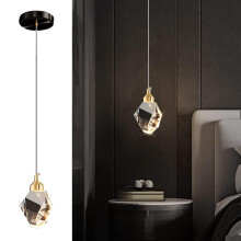 Sxtiger Modern Crystal Pendant Light, 3-Color LED Crystal Pendant Light, Adjustable Height Gold Ceiling Hanging Pendant Lamp