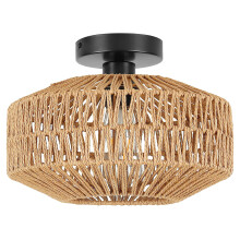 Schindora Boho Rattan Ceiling Lights,Vintage Chandeliers Ceiling Light E27 Rustic Braided Basket Lamp Shades Ceiling for Bedroom Living Room Kitchen