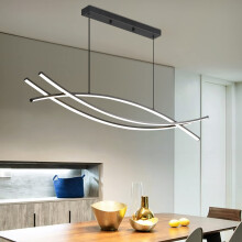 Mikeru 120CM Adjustable Pendant Light, Black Modern LED Ceiling Lights Dimmable 10% to 100% Kitchen Island Lighting 3000K/4500K/6000K 3 Color
