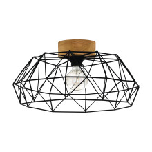 Eglo Ceiling Light Fitting Padstow, Ceiling lamp Vintage, Industrial, Retro, Ceiling Spotlight Made of Black Steel and Natural Wood