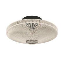 Eglo Ceiling Lamp Midsumer, Fabric Flush Mount Light Fixture, Japanese-Style Metal Light in Black and Natural Cream Yarn