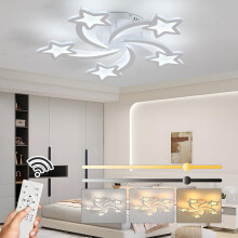 ZAITINZ LED Ceiling Light Dimmable, 50W Flush Ceiling Lights with Remote Control,Stars Chandeliers Ceiling Lamp for Bedroom Living Room Kitchen Game