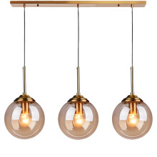 XIRYTU-H Industrial Vintage 3 Way Pendant Light with Brass Metal Finish,Adjustable Dining Room Lights Ceiling Over Table,3-in-1 Glass Ball Hanging