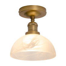 JIMUBEAM Vintage Semi Flush Mount Ceiling Light with Alabaster White Glass Pendant Lampshade