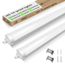 ALUSSO 2 Pack 5FT LED Batten Light, 45W 5400LM 4000K Linkable Garage Lighting, IP65 Waterproof Ceiling Tube Lights for Shed, Workshop, Office, Kitchen