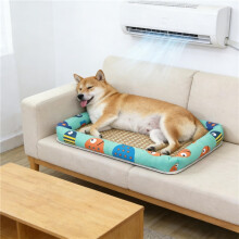 (Green, S 40*30cm) Lit rafraîchissant pour chien, adapté à une utilisation intérieure/extérieure, tapis rafraîchissant en lin respirant