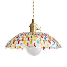 HJXDtech Kitchen Island Pendant Light, Vintage Dining Room Pendant Lamp, Boho Style Colorful Glass Living Room Ceiling Light,E27 Base with