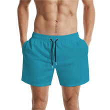 Herren-Sportshorts mit 4-Wege-Stretch, Lockerer Passform und Einfarbigem Design Pfauenblau M
