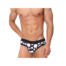 Herren Polka Dot Print Hochdehnbare Dreieckige Badebrieftaschen Schwarz XL