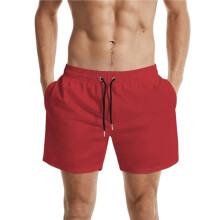 Herren-Sportshorts mit 4-Wege-Stretch, Lockerer Passform und Einfarbigem Design Rot XXL