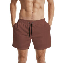 Herren-Sportshorts mit 4-Wege-Stretch, Lockerer Passform und Einfarbigem Design Karamellfarbe L
