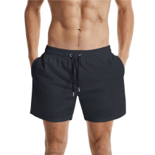 Herren-Sportshorts mit 4-Wege-Stretch, Lockerer Passform und Einfarbigem Design Schwarz M