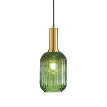 HJXDtech Green Glass Pendant Light, Vintage Island Pendant Light Fixture in Gold Finish