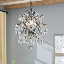 BESTIER Black Modern Pendant Chandelier Crystal Raindrop Lighting Ceiling Light Fixture Lamp for Dining Room Bathroom Bedroom Livingroom 1 E27 Bulbs