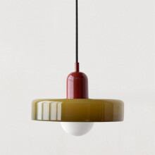 Mid Century Pendant Lamp Colorful Ceiling Light with Glass Shade Vintage Lighting Iron and Glass Light Fixtures for Bedroom Living Room Kitchen