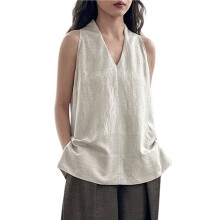 Dames Zomer V-Hals Mouwloze Tanktops Mabo Kleur L