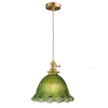 S-Cevada French Lovely Glass Pendant Light, Vintage Brass E27 Loft Bar Ceiling Hanging Lamp, Bedroom Dining Room Kitchen Mini Chandelier