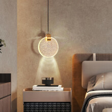 KRIPINC 1-Light Crystal LED Gold Pendant Light for Living Room Bedroom