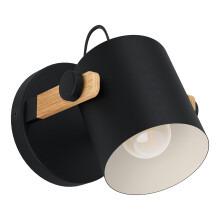 Eglo Infoor wall Light Hornwood, Vintage wall lamp in Industrial Design, Retro Lighting Made of Steel and Wood, Colour Black, Cream, Brown