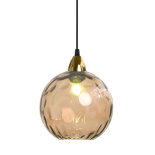 XIRYTU-H 15cm/5.9'' Industrial Vintage Spherical Glass Pendant Light, E27 Ceiling Hanging Lamp, Gold Finish & Ripple Glass Globe Shade