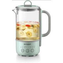 BUYDEEM K314 Travel Kettle Stainless Steel Mini Electric Water Cooker 0.6L with Schott Glass and Compact Design (Green)
