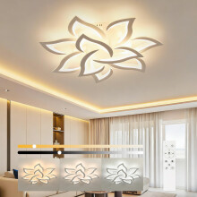 OTREN LED Ceiling Lights for Living Room 80CM 60W Dimmable with Remote Control Modern Petals Chandeliers for Bedroom Kitchen Dining