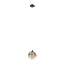 Eglo Pendant Lighting Ariscani, Hanging lamp for Dining Table, Ceiling Light Fitting Living Room, Black Metal and Copper Coloured Glass, E27 Socket