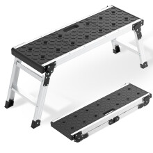 Johgee Folding Work Platform, Portable Work Step Bench with Anti-Slip Feet Cover, Folding Stool Platform with Safety Locks for Car Cleaning, Painting
