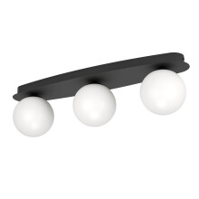 Eglo LED wall lamp Castrivido, 3-Flame Bathroom Mounted Light, Metal Black with White Glass Globe, Includes Warm G9 Bulb, IP44 Rated