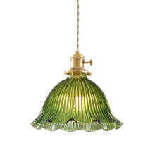 ZTTECH Vintage Glass Pendant Light Retro Hanging Lamp with E27 Brass Fixture and Built-in Switch for Kitchen Island, Dining Room, Living Room, Bar