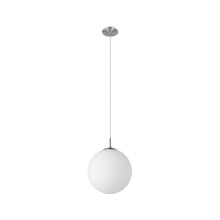 Eglo Rondo 1-Flame Pendant Light, Steel Hanging Light, matt Nickel Colour and White Opal matt Glass, E27 Socket, Ø: 30 cm/11.8 inches