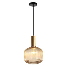 MZStech Modern Chandelier Light,Gold Copper Pendant Light Socket with Amber Glass Pendant Lamp Shade,LED Hanging Lamp