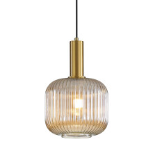 HJXDtech Amber Glass Pendant Light, Vintage Island Pendant Light Fixture in Gold Finish