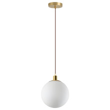 HJXDtech Modern Minimalist Globe Pendant Light, Gold Finish & White Glass Ball Shades, Height Adjustable Ceiling Pendant Light for Dining Room
