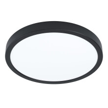 Eglo LED Flush Ceiling Light Fueva 5, Ø 11 in, Round Bathroom Lighting Made of Black Metal and White Plastic, Warm White lamp, IP44