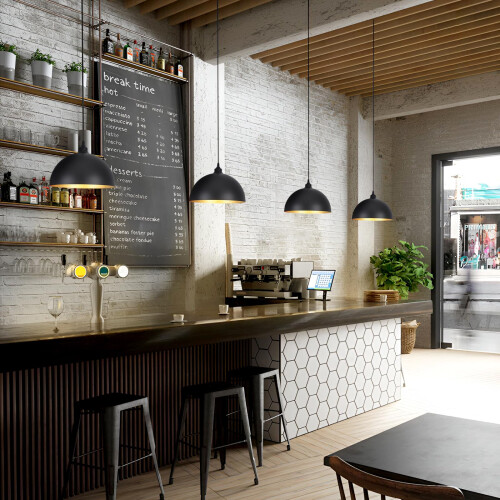Black Pendant Lights for Kitchen Island, 3 Pack, Metal Shade, Modern, E14 2