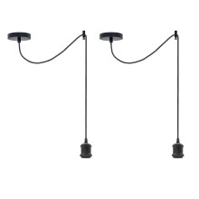 LEDSone 2 Pack Black Spider Pendant Light E27 – Industrial Ceiling Hanging Lamp with 195cm Adjustable Braided Cable for Kitchen Island, Bedroom, Bar