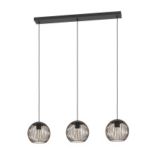 Eglo Pendant Lighting Almanzora, 3-Light Hanging lamp for Dining Table, Ceiling Light Fitting Living Room, Black and Copper Coloured Metal