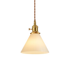NICRX Vintage Industrial Glass Pendant Light with Adjustable Cord, E27 Brass Hanging Light Fixture for Kitchen Island Dining Room Bedroom Cafe Bar