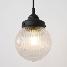 SongCiLT Vintage Ceiling Pendant Light with Clear Ribbed Glass Lampshade, Farmhouse Kitchen Island Hanging Light Fixture for Dining Room Hallway