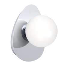 Eglo LED wall lamp Castrivido, Bathroom Mounted Light, Metal Chrome Vanity Light with White Glass Globe, Includes Warm G9 Bulb, IP44 Rated