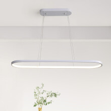 minifair Oval Pendant Light Dimmable LED Hanging Lights Ring Chandelier Modern Table Chandeliers with Remote Control Adjustable Height for Living