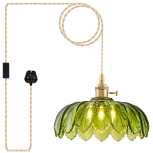 Plug in Pendant Light Fixtures, Hanging Pendant Lights Glass Pendant Light, Vintage Green Pendant Lighting, Pendant Lights for Kitchen, Bedroom