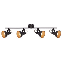 Briloner - Spot Ceiling Light, 4 x E14 Ceiling Spotlight Bar, Adjustable, Retro/Vintage, 40W, Metal, Black and Gold, 790x190mm (LxH)