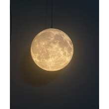 KRIPINC Moon Pendant Light, 3D Printed Moon Ceiling Light, Diameter 22cm